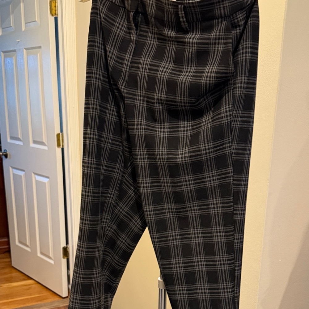 Womens Black Plaid Pants